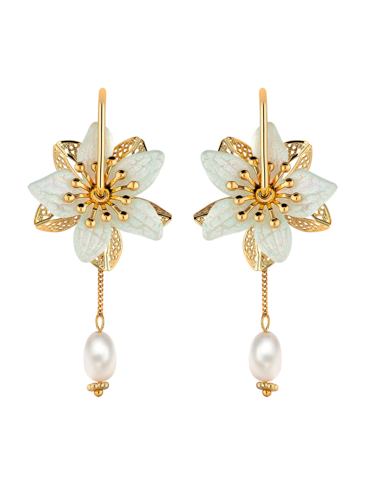 Flower Earrings With Pearls earrings Vinty Jewelry 