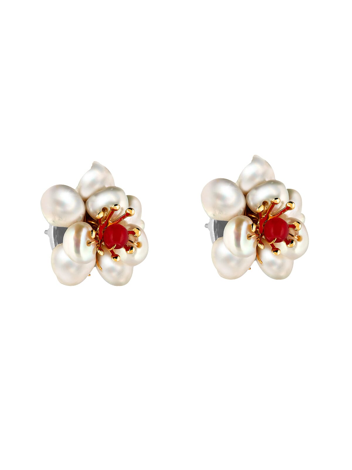 Freshwater Pearl Flower Earrings earrings Vinty Jewelry 