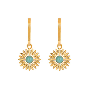 Gold Dangling Sunflower Earrings earrings Vinty Jewelry 