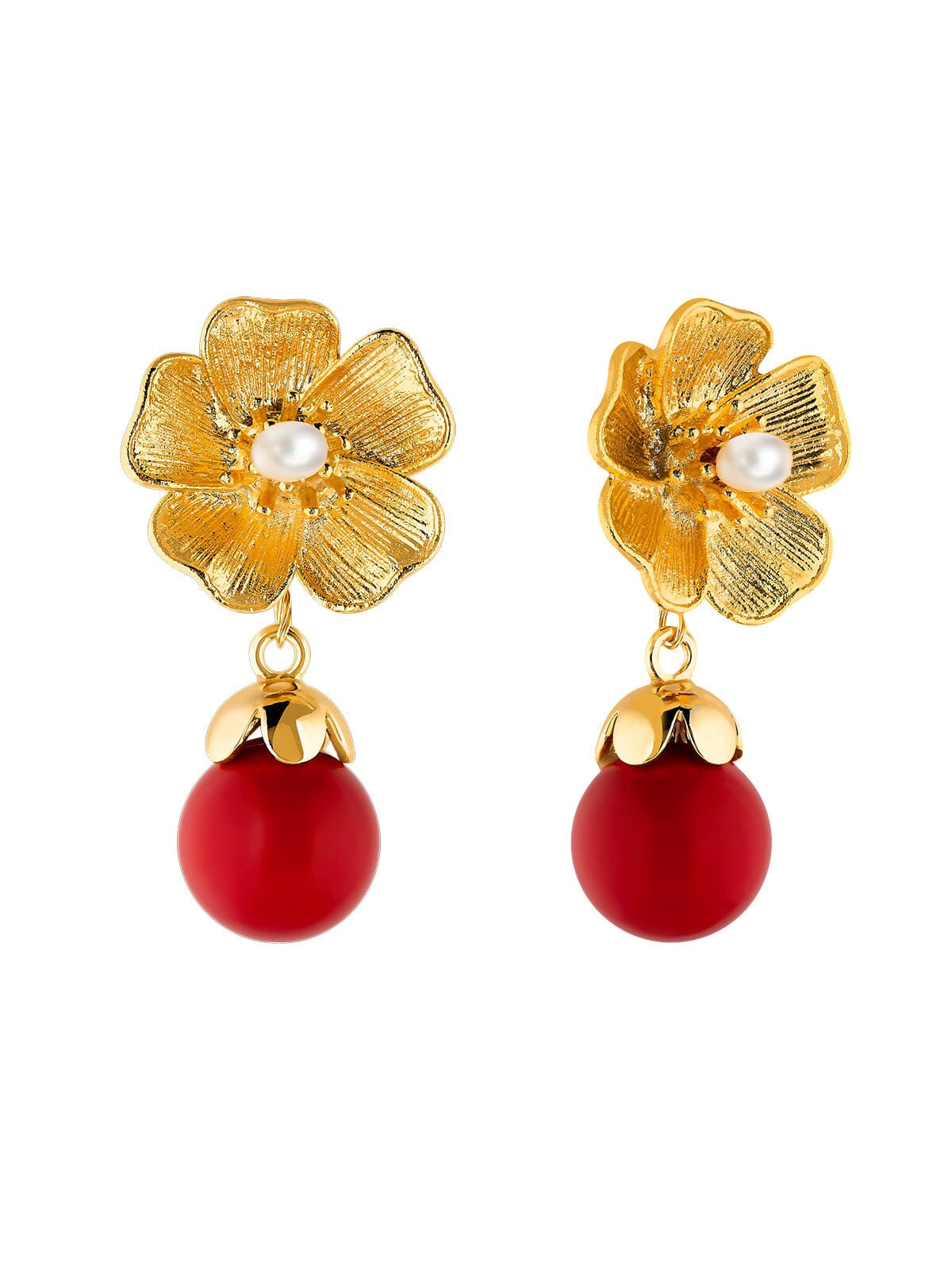 Rose Flower Gold Polish Women Designer Earrings