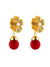 Gold Flower Earrings With Red Natural Stones earrings Vinty Jewelry 