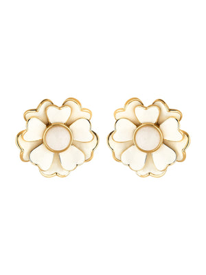 White Enamel Flower Earrings earrings Vinty Jewelry 