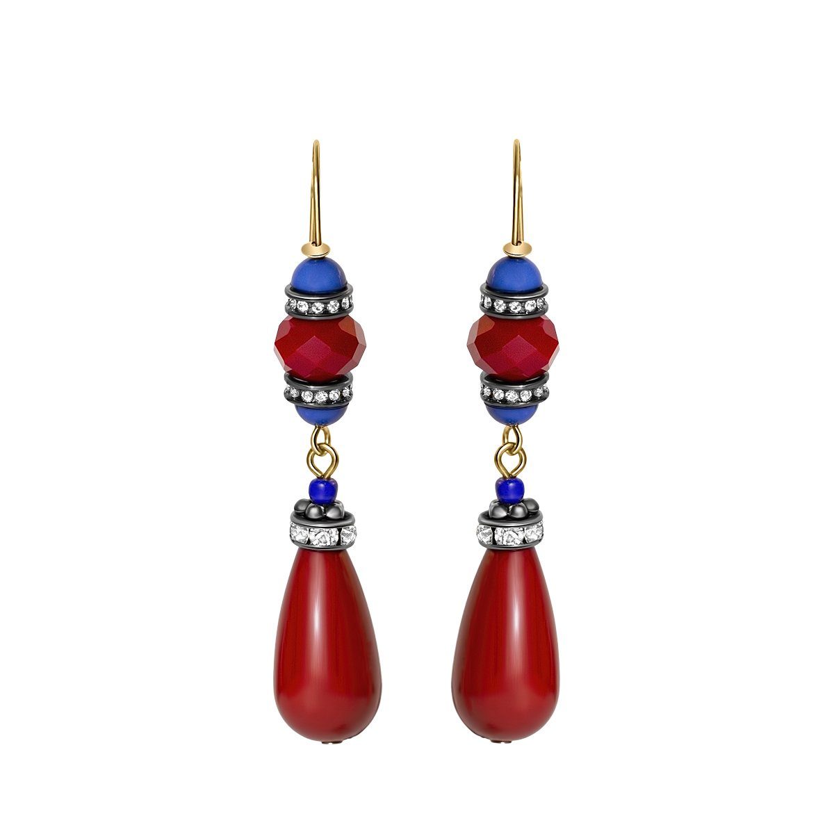 Art Deco Style Earrings With Red Stones earrings Vinty Jewelry 