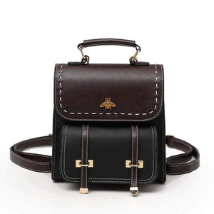 Bumblebee Leather Backpack bag Vinty Jewelry black 