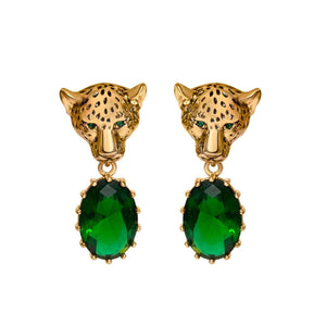 Cheetah Earrings With Sparkly CZ Stones earrings Vinty Jewelry 