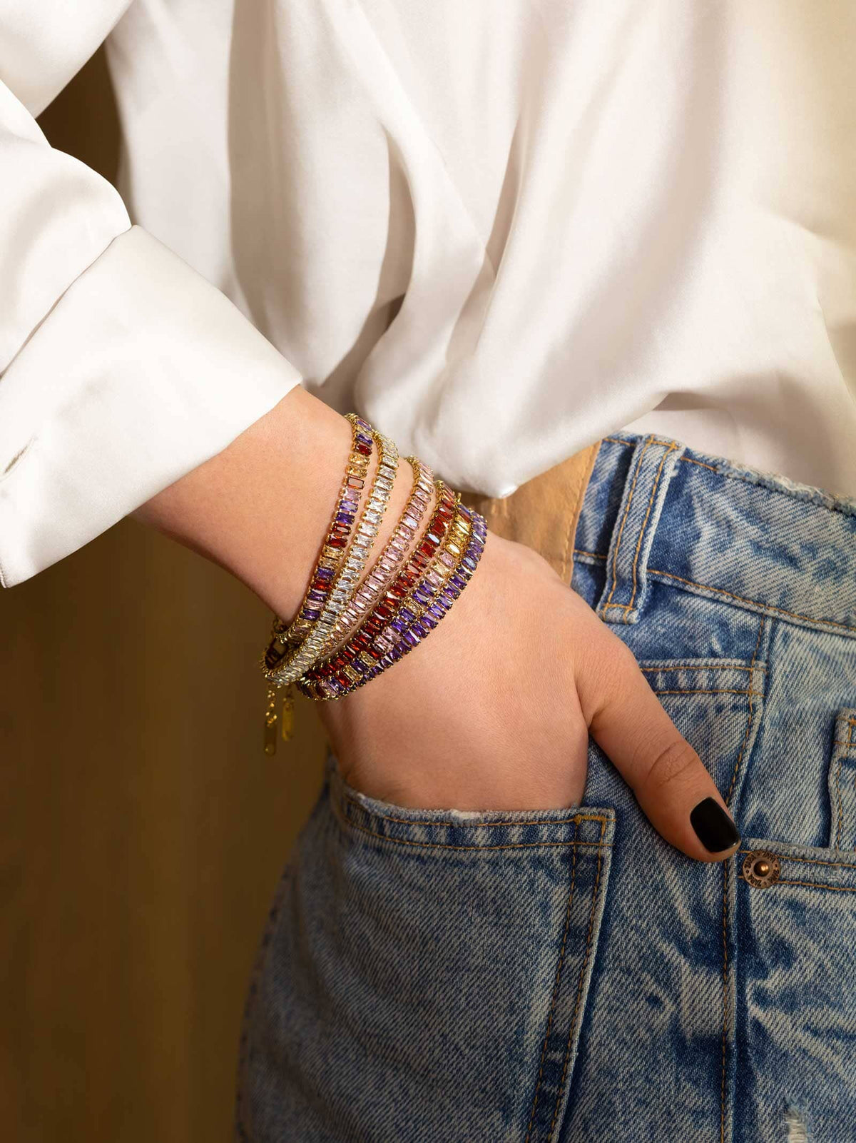 Colorful Cubic Zirconia Tennis Bracelet bracelet Vinty Jewelry 