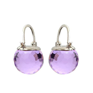 Elegant Austrian Crystal Ball Earrings in Platinum Plating earrings Vinty Jewelry Lavender 