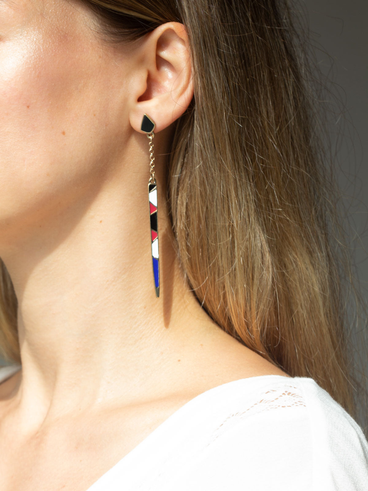 Enamel Art Deco Dangle Earrings Vinty Jewelry