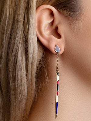Enamel Art Deco Dangle Earrings Vinty Jewelry