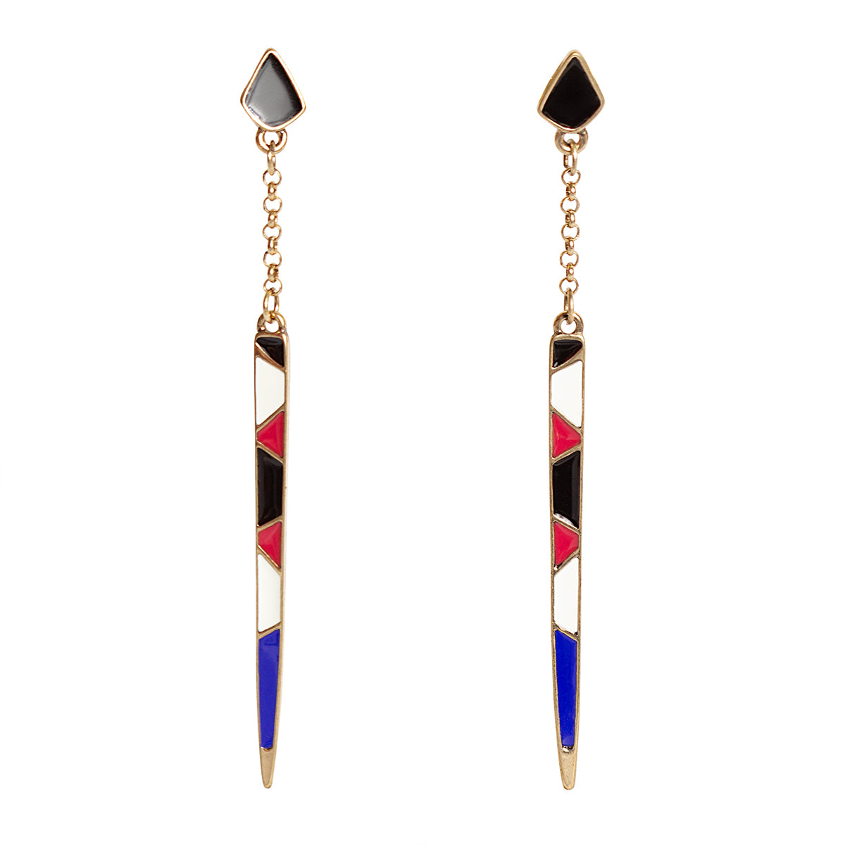 Enamel Art Deco Dangle Earrings Vinty Jewelry