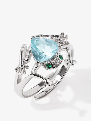 Frog Ring With Aquamarine Stone Vinty Jewelry