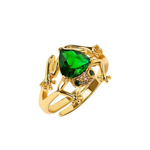 Frog Ring With Emerald Stone Vinty Jewelry