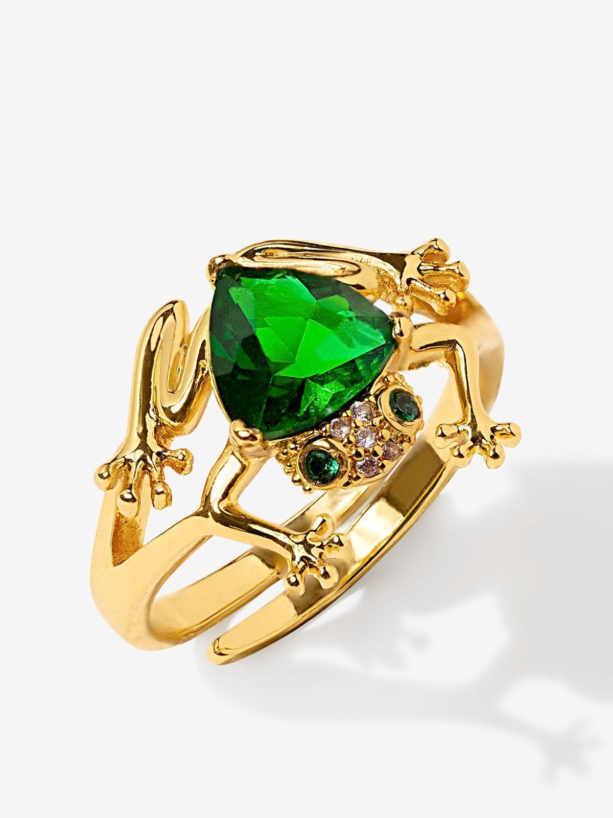 Frog Ring With Emerald Stone Vinty Jewelry