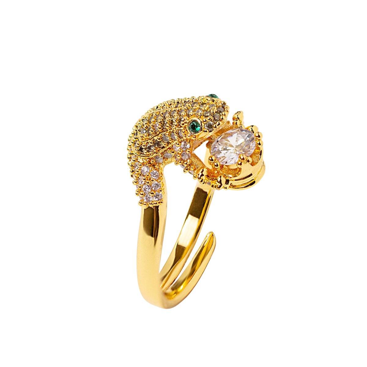 Frog Ring With Sparkling CZ Stones Vinty Jewelry