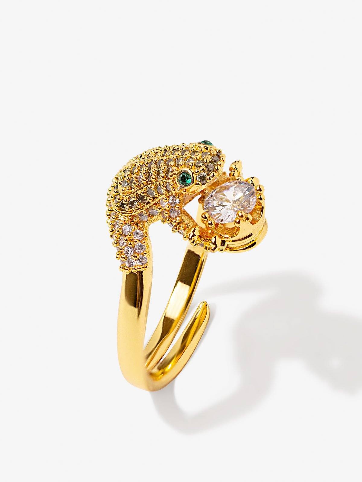Frog Ring With Sparkling CZ Stones Vinty Jewelry