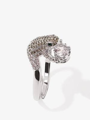 Frog Ring With Sparkling CZ Stones Vinty Jewelry