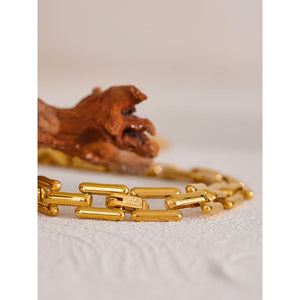 Gold Square Cuban Link Bracelet bracelet Vinty Jewelry 