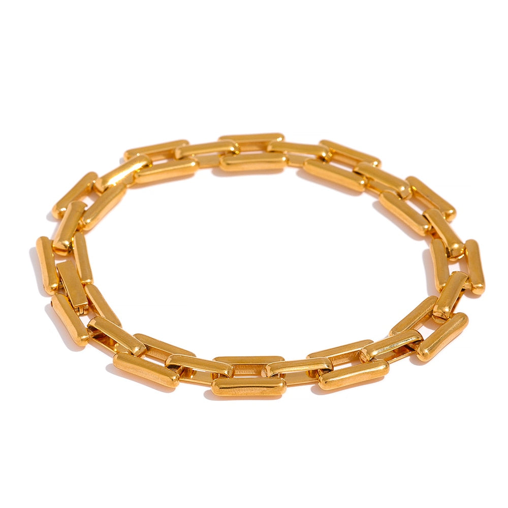 Gold Square Cuban Link Bracelet bracelet Vinty Jewelry 