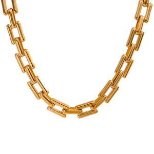 Gold Square Cuban Link Necklace necklace Vinty Jewelry 