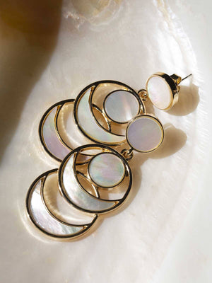 Mother of Pearl Crescent Moon Dangle Earrings Vinty Jewelry