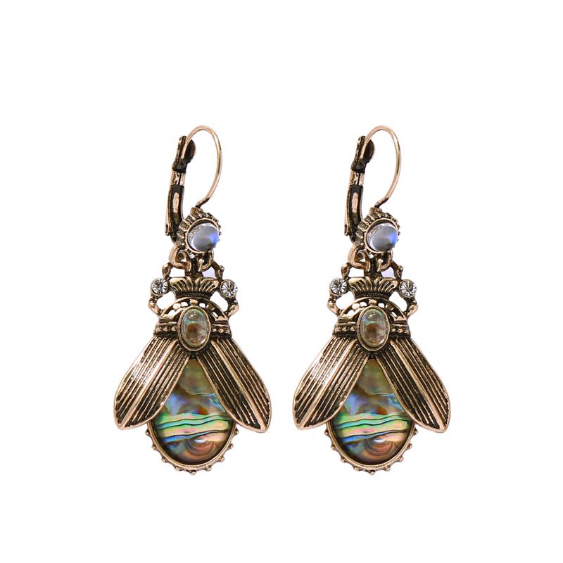 MOTHIES Insect Earrings With Abalone Stones earrings Vinty Jewelry 