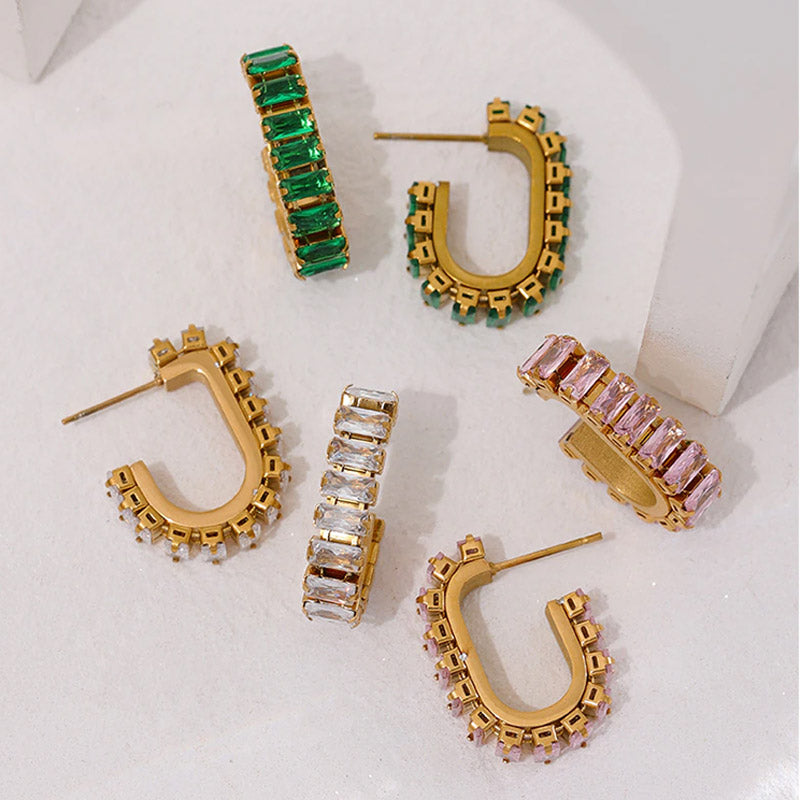 Rectangular CZ Drop Earrings earrings Vinty Jewelry 