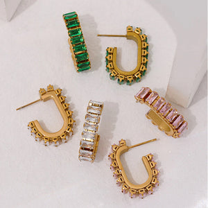 Rectangular CZ Drop Earrings earrings Vinty Jewelry 