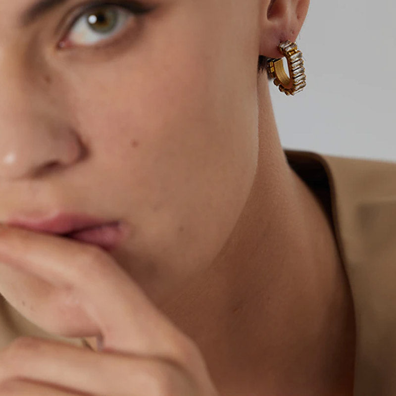 Rectangular CZ Drop Earrings earrings Vinty Jewelry 