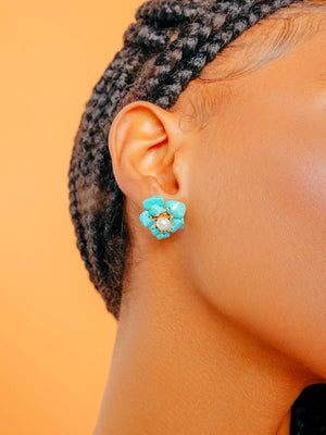 Turquoise Flower Earrings earrings Vinty Jewelry 